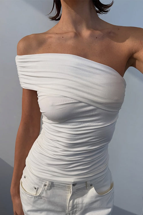 Asymmetrical Shoulder Slim Fit Top