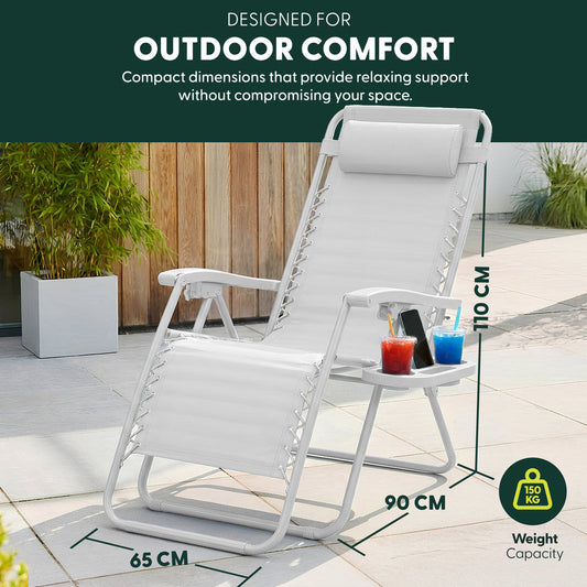 Set of 2 Zero Gravity Reclining Patio Chairs with Cup & Phone Holder