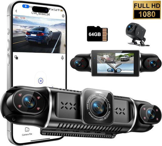 360° 4-Channel Dash Cam with Night Vision & App Control