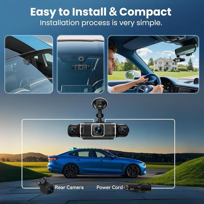 360° 4-Channel Dash Cam with Night Vision & App Control