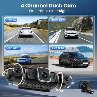 360° 4-Channel Dash Cam with Night Vision & App Control