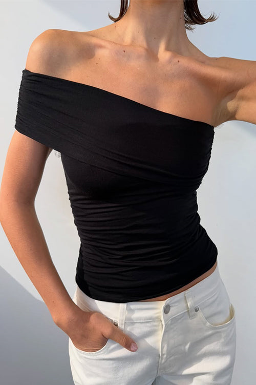 Asymmetrical Shoulder Slim Fit Top