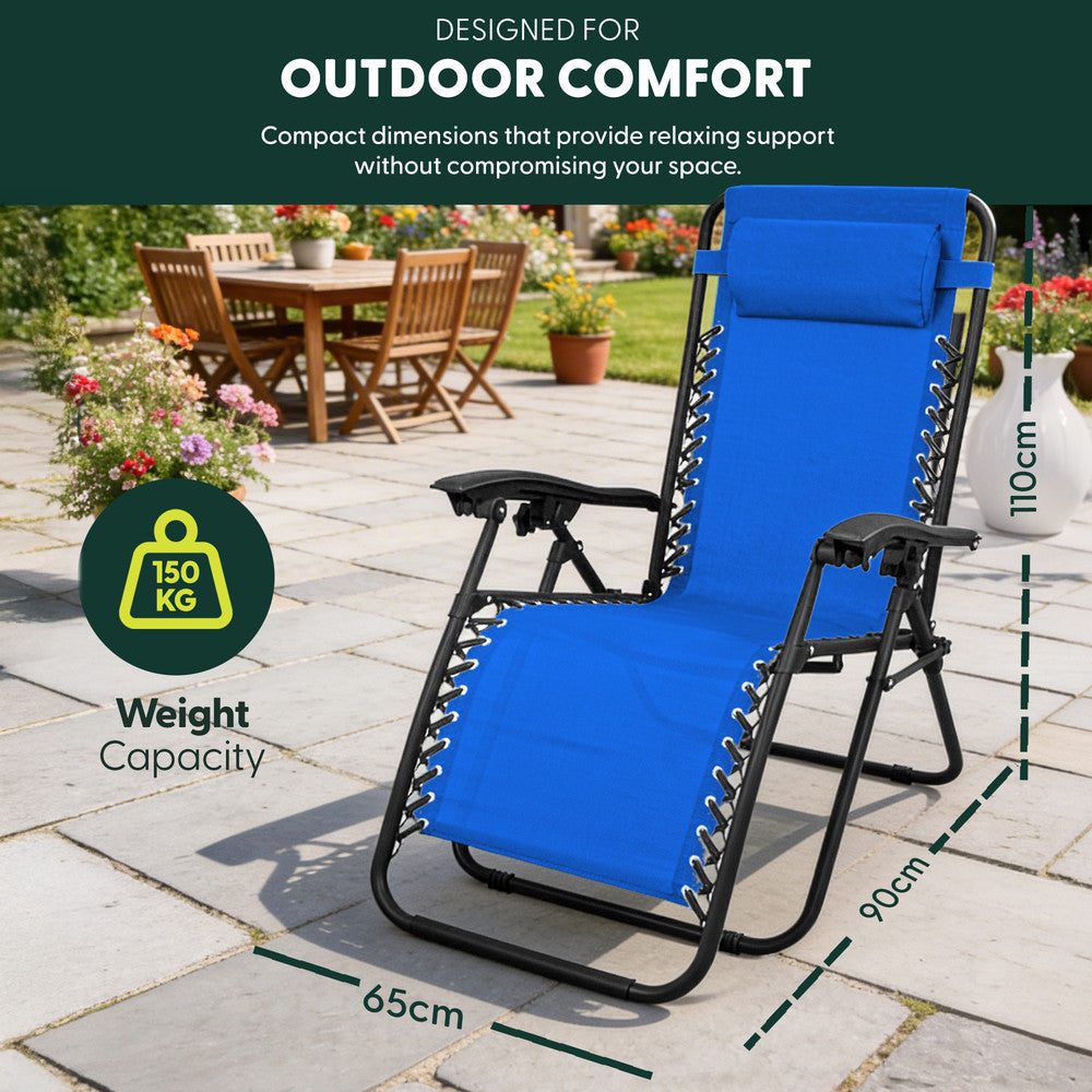 Set of 2 Zero Gravity Reclining Patio Chairs with Cup & Phone Holder