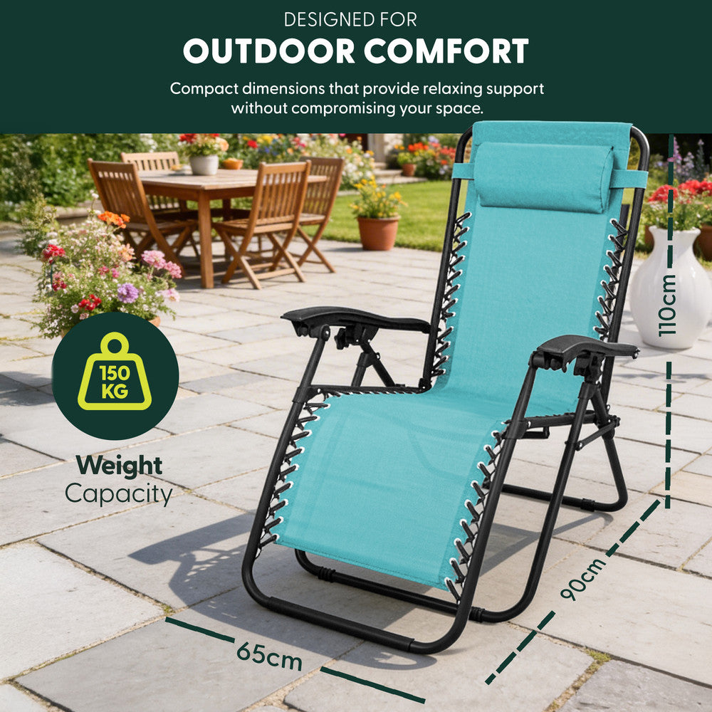 Set of 2 Zero Gravity Reclining Patio Chairs with Cup & Phone Holder