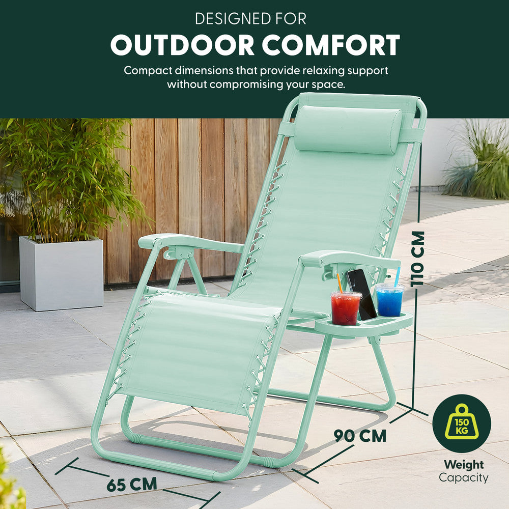 Set of 2 Zero Gravity Reclining Patio Chairs with Cup & Phone Holder