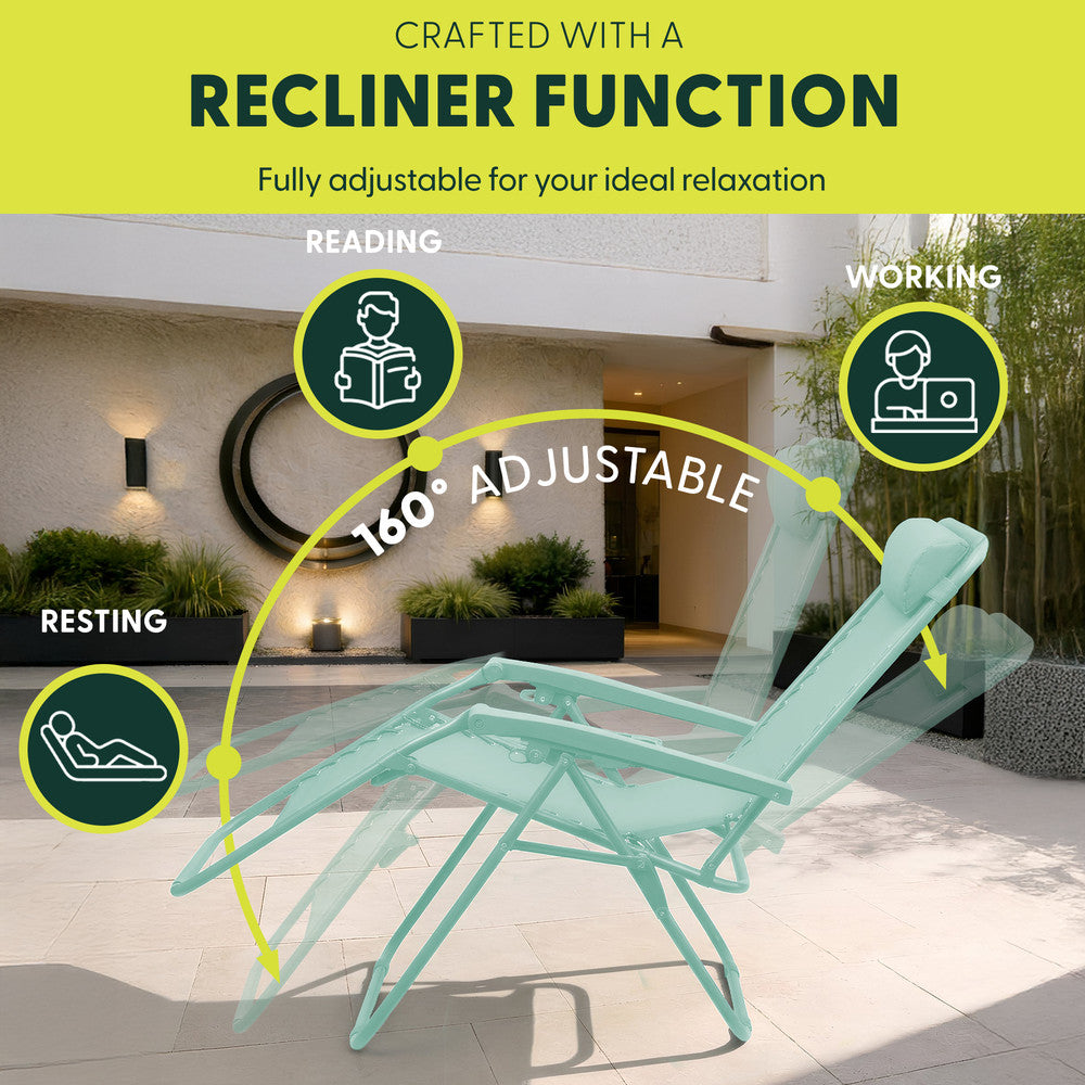 Set of 2 Zero Gravity Reclining Patio Chairs with Cup & Phone Holder