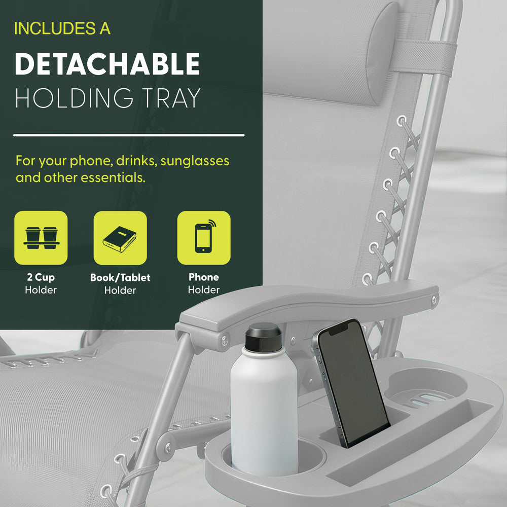 Set of 2 Zero Gravity Reclining Patio Chairs with Cup & Phone Holder