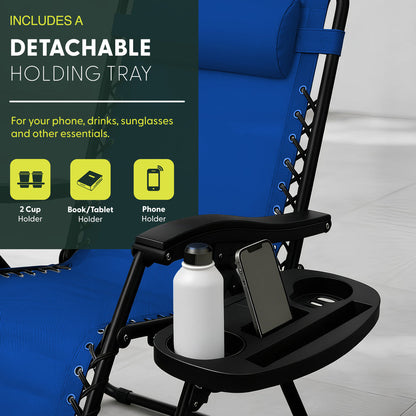 Set of 2 Zero Gravity Reclining Patio Chairs with Cup & Phone Holder